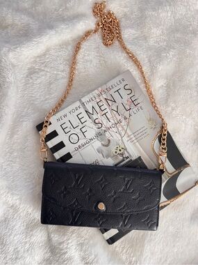 Authentic Louis Vuitton Black Monogram Chain Wallet Crossbody